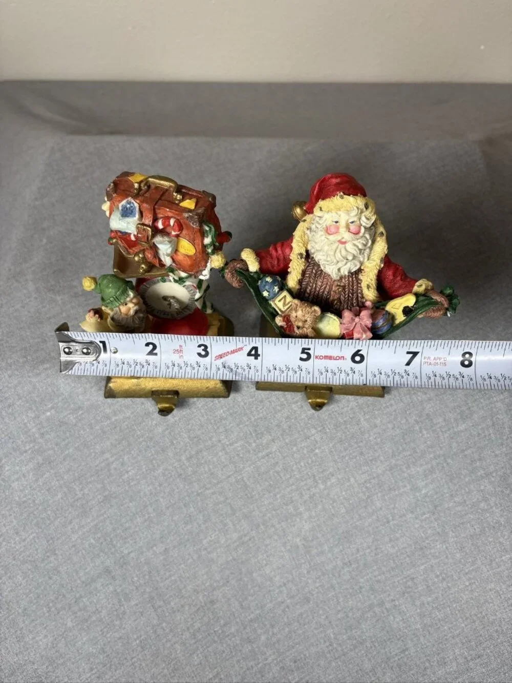 Vintage Midwest of Cannon Falls Santa Elf Cast Iron Stocking Holder Hanger 2pc